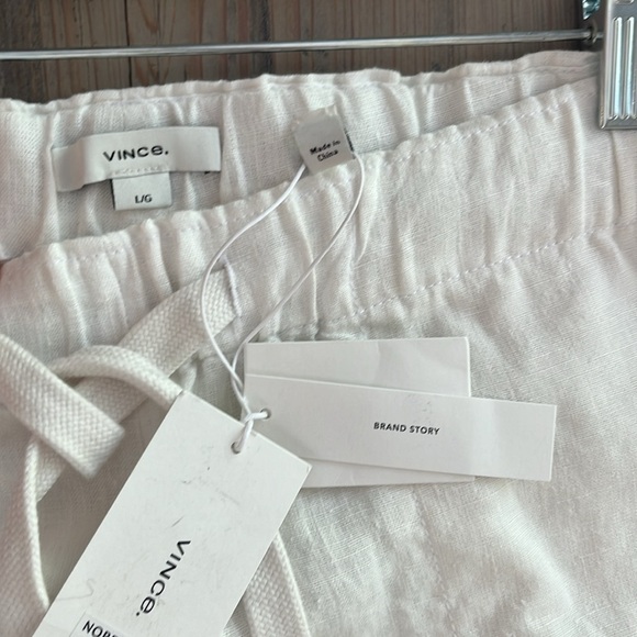 Vince Mid Rise Tie Front Hemp 5” Shorts in Off White Size L and XL - Picture 10 of 12